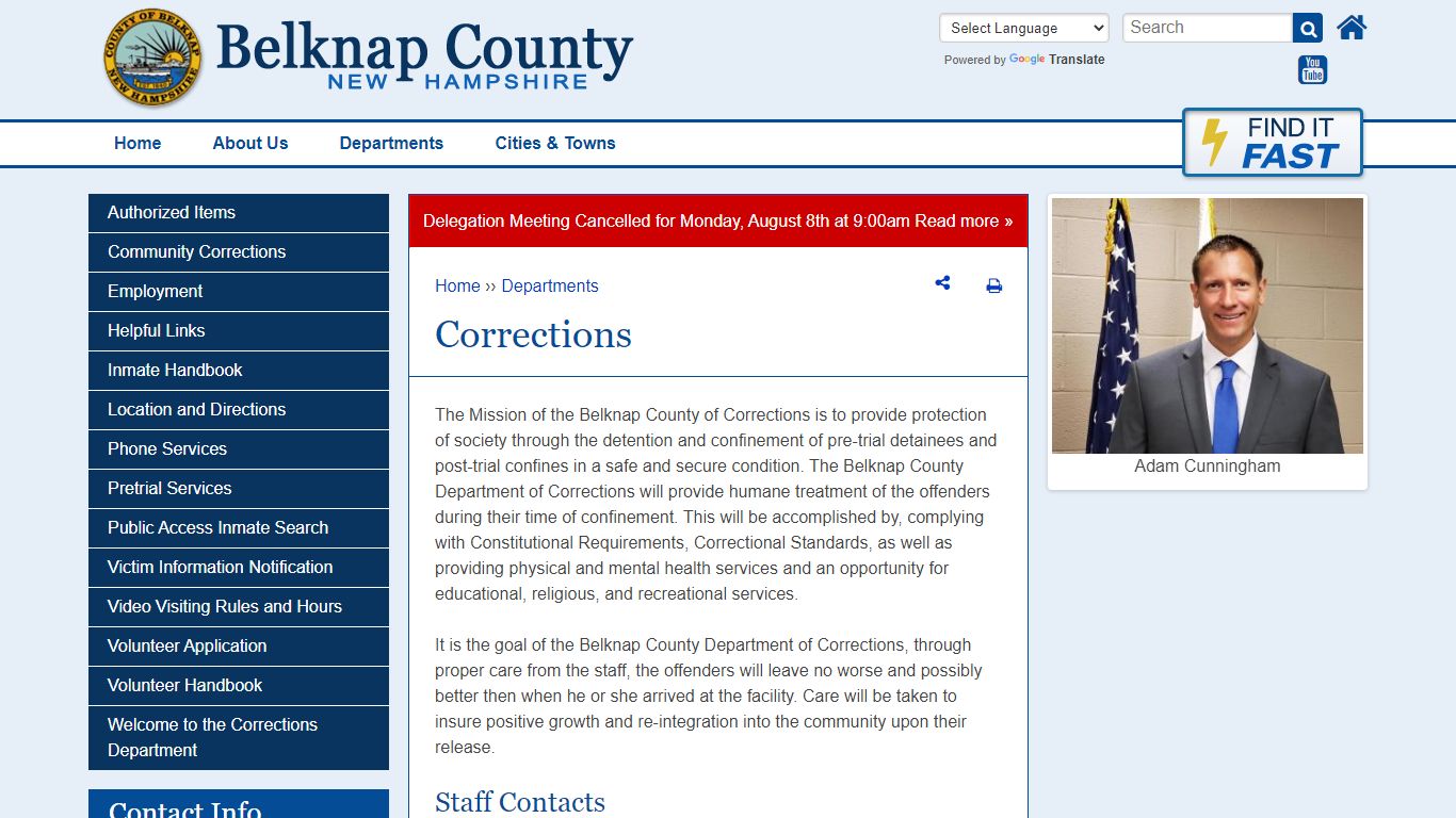 Corrections | Belknap County NH